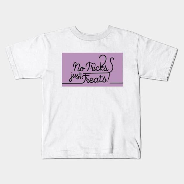 Halloween 'no tricks just treats' kawaii letter Kids T-Shirt by BonusSingh